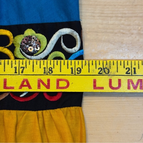 Mint Green Women’s Boho Floral Maxi Dress Yellow Blue Cotton 1X Spaghetti Straps - Picture 10 of 11